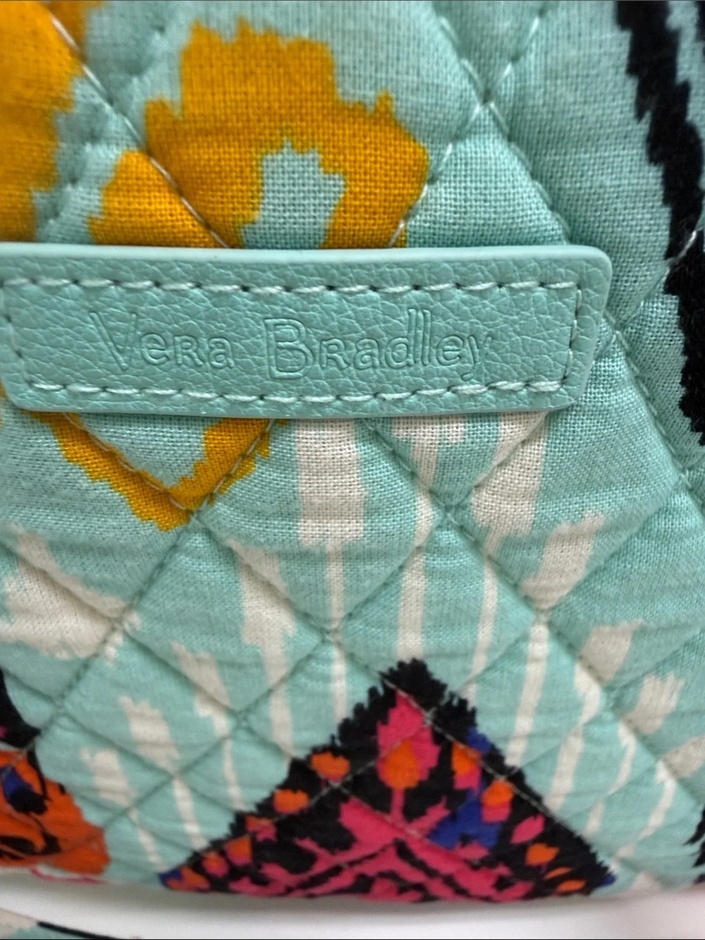 Vera Bradley Pueblo Vera Quilted Turquoise Patterned Tote Bag - Picture 2 of 11